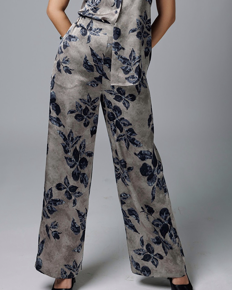 Pantalone floreale satin