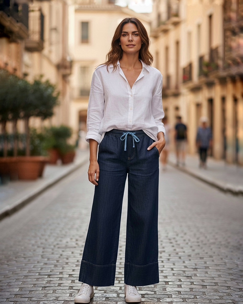 Pantalone wide leg con coulisse